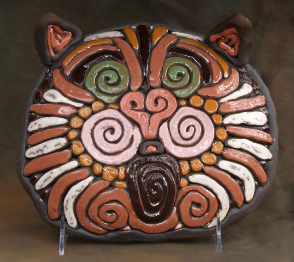 Terracotta Tabby Cat Raku Mask